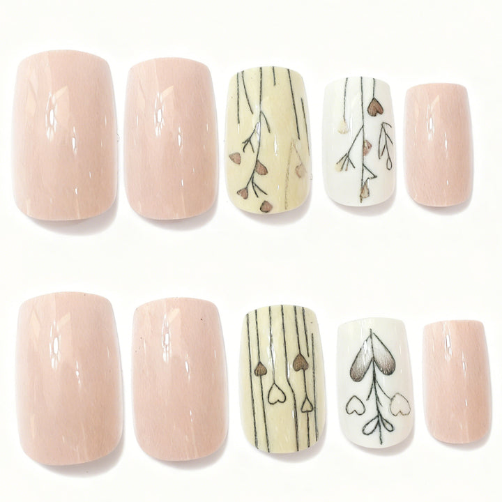 Elegant Heart-Themed Acrylic Nail Art Kalsten