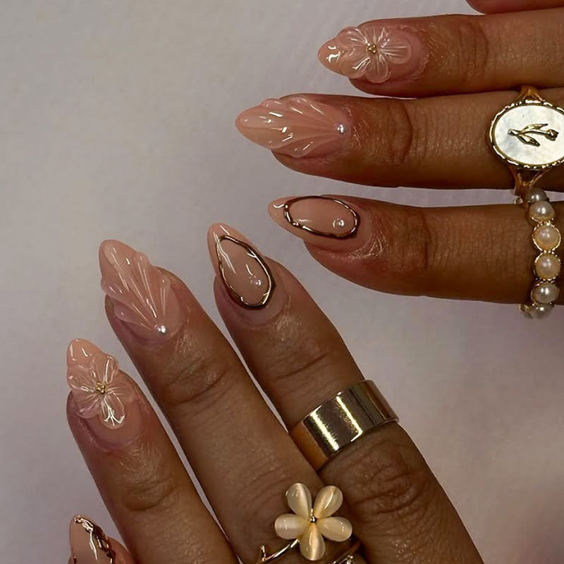 Artistic Floral Press-On Nails