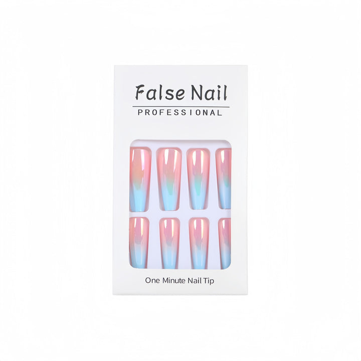 Artificial nails in modern glitter gradient design Kalsten