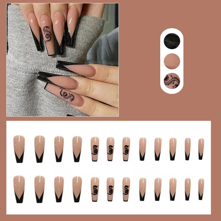 Stylish Long Coffin Press-On Nails Set