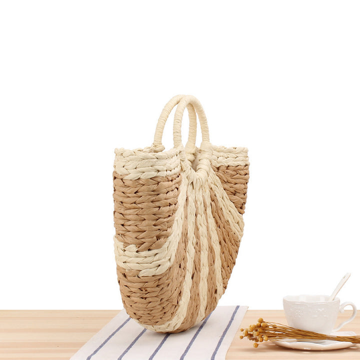 Elegant Straw Bag with Stiff Handle Kalsten