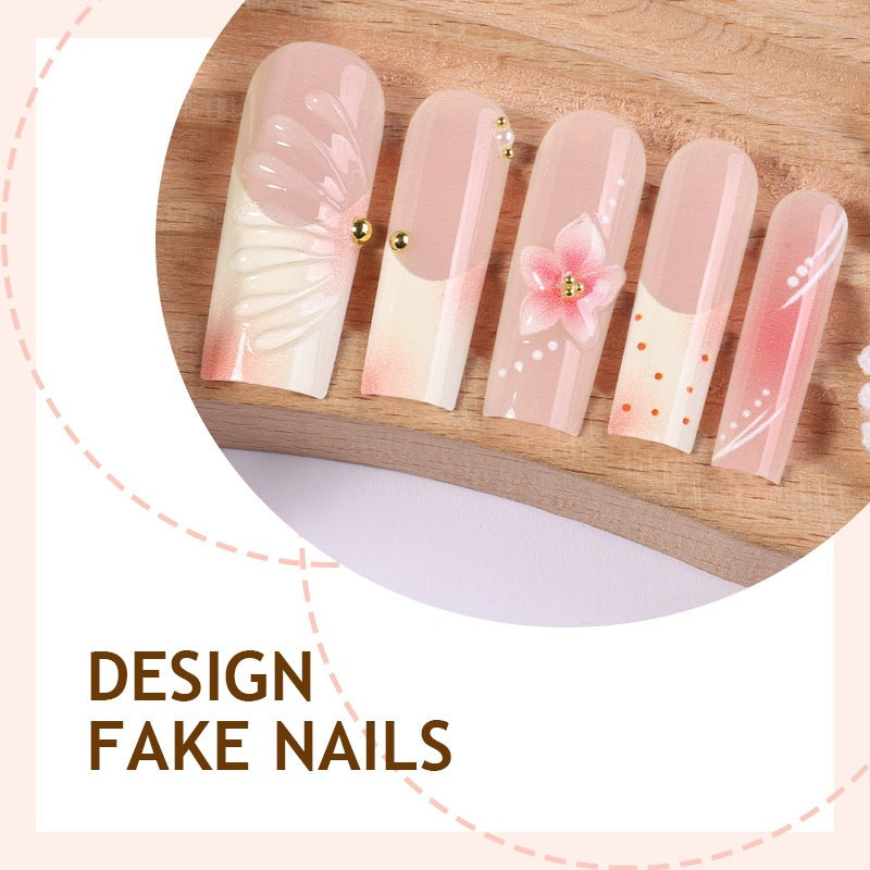 Creative nail art set with floral accents and glitter details Kalsten