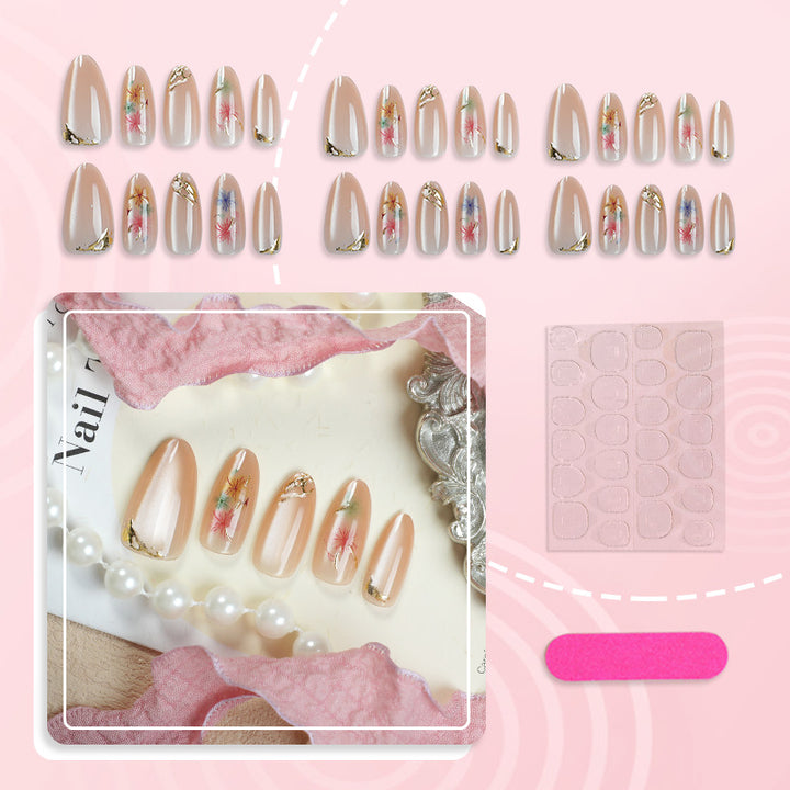 Artistic Floral-Patterned Press-On Nails