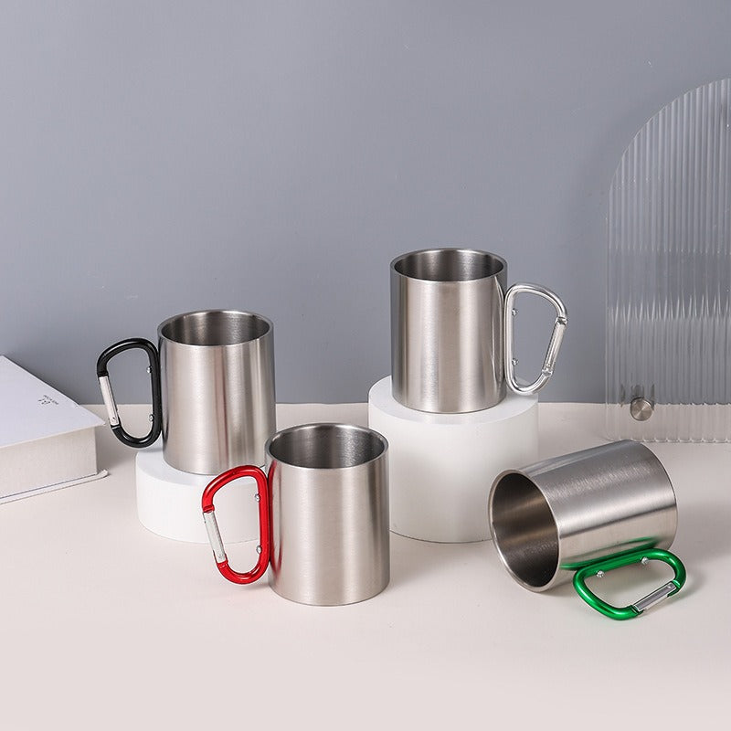 Women's Stainless Steel Coffee Mug with Carabiner Handle Kalsten