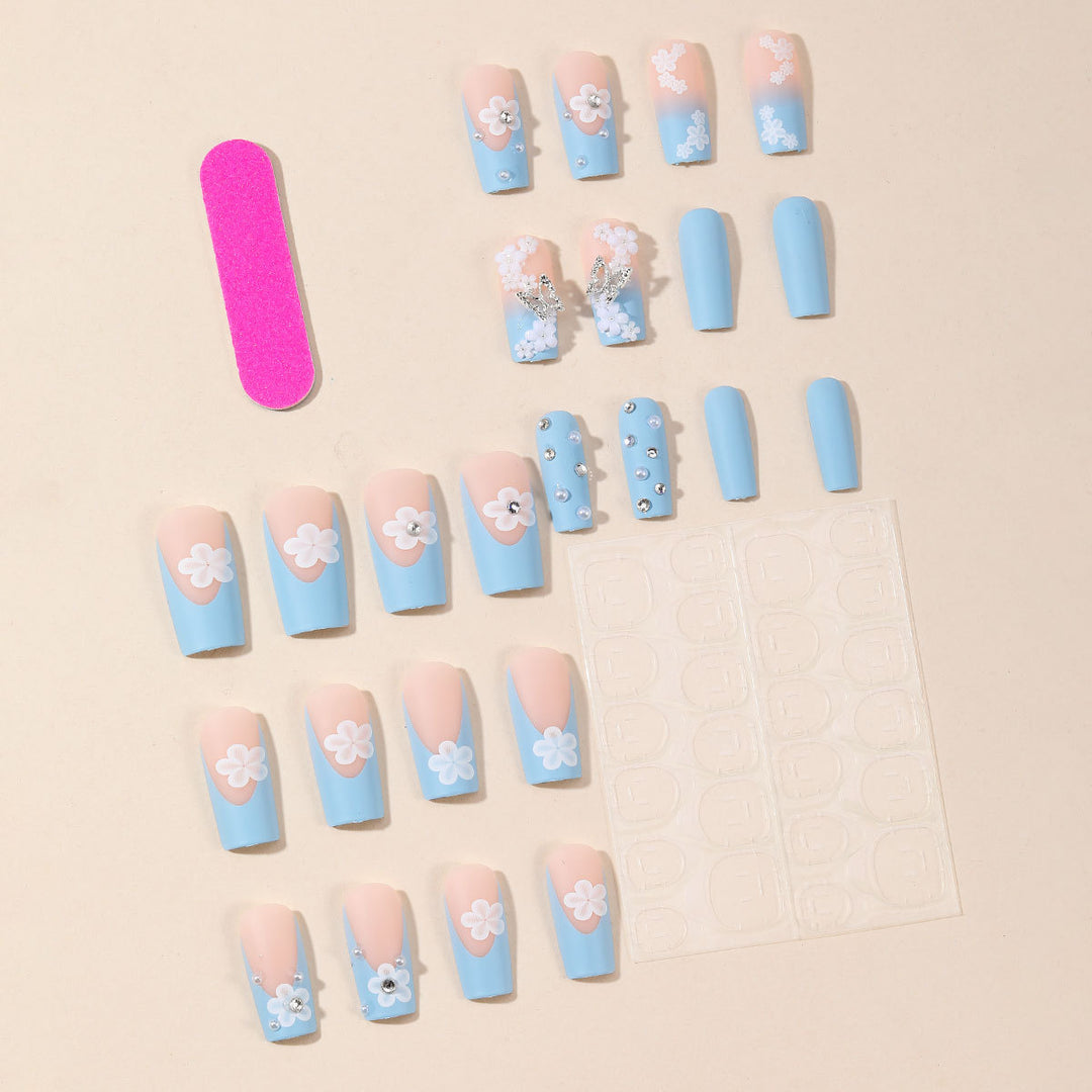 Decorative Floral Acrylic Nail Extensions Kalsten