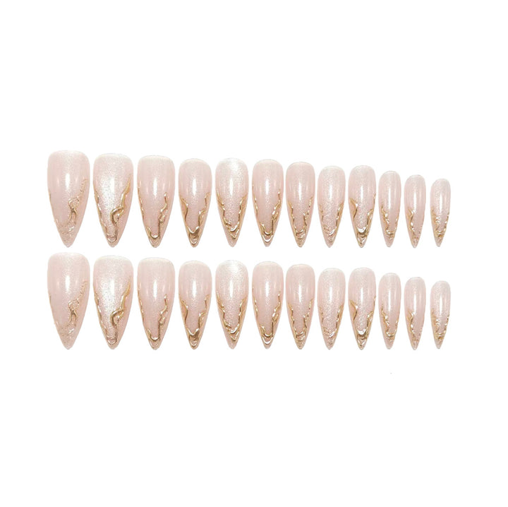 Artificial nails in elegant stiletto design with golden accents Kalsten