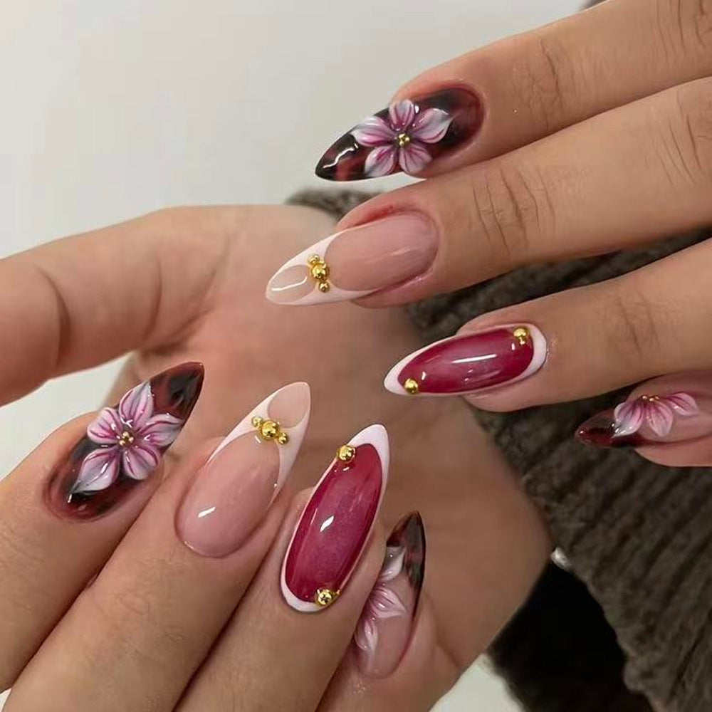 Elegant Artificial Nails with Botanical Designs Kalsten