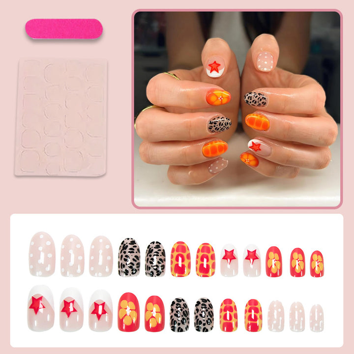 Acrylic nail set with trendy animal and color patterns Kalsten