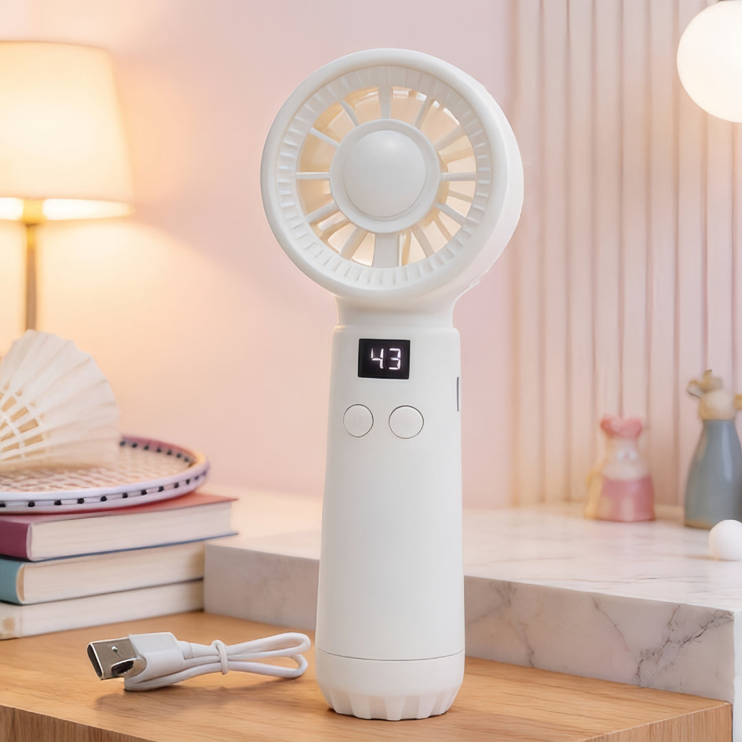 Ladies portable mini fan with digital speed display Kalsten
