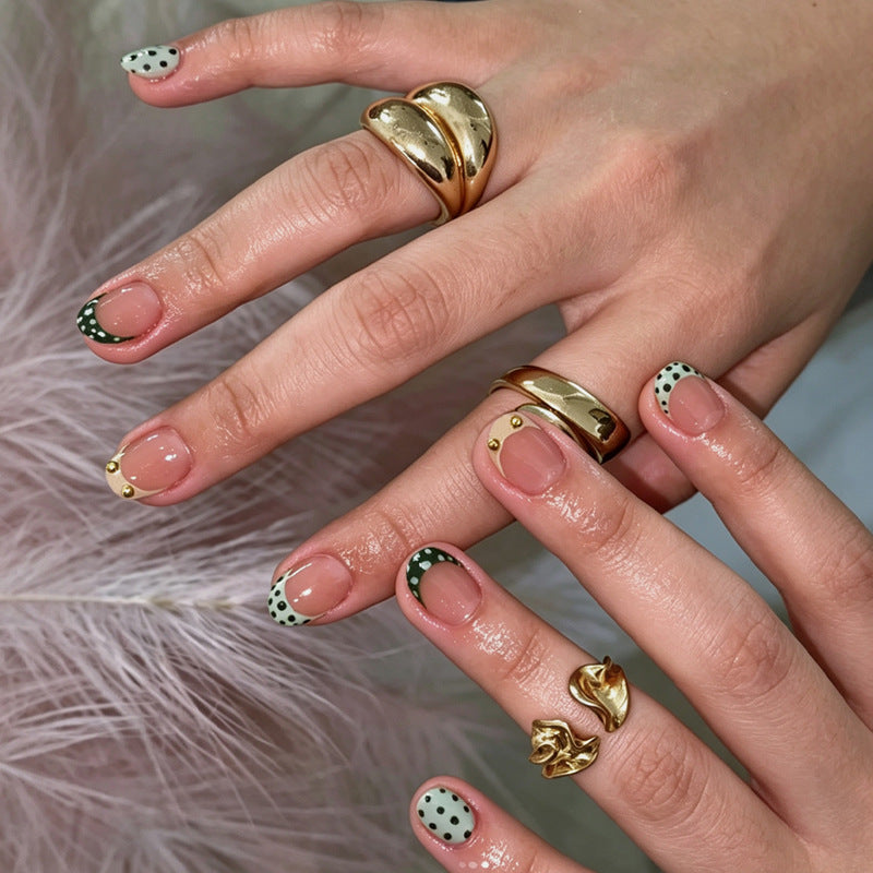 Artificial nail set with creative dot and glitter design Kalsten