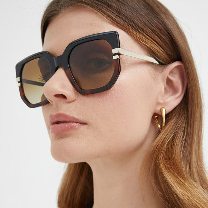 Women's geometric sunglasses with luxurious gold frame and polarized lenses Kalsten