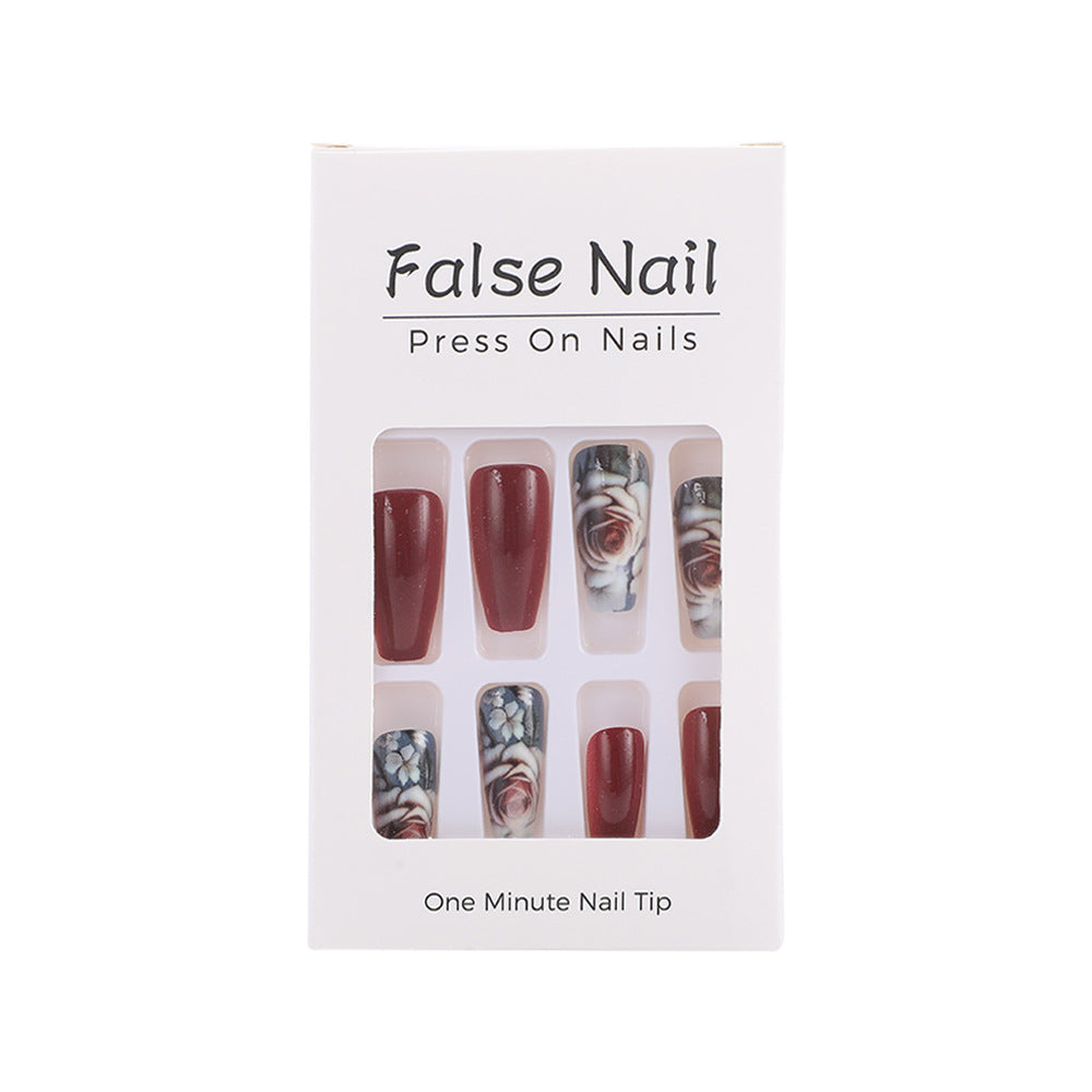 Artificial nails with romantic rose pattern Kalsten