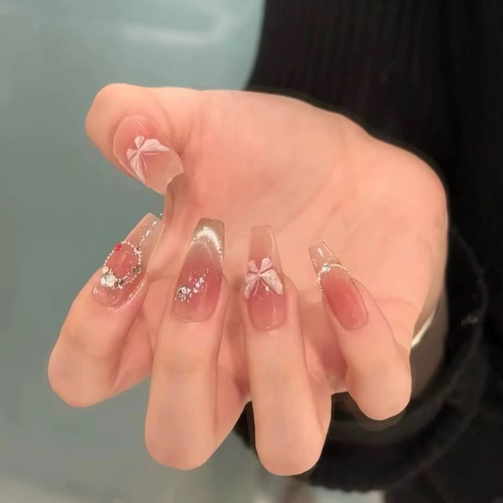 Floral Decorative Long Press-On Nails