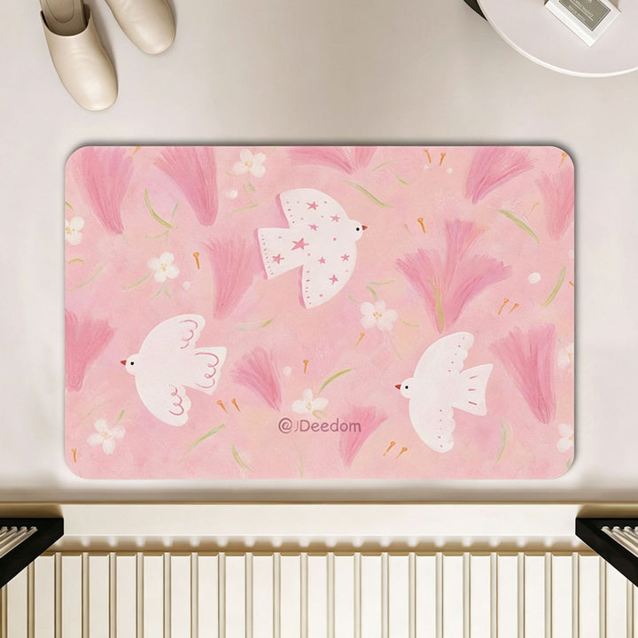 Artistic Floral Motif Bath Mat