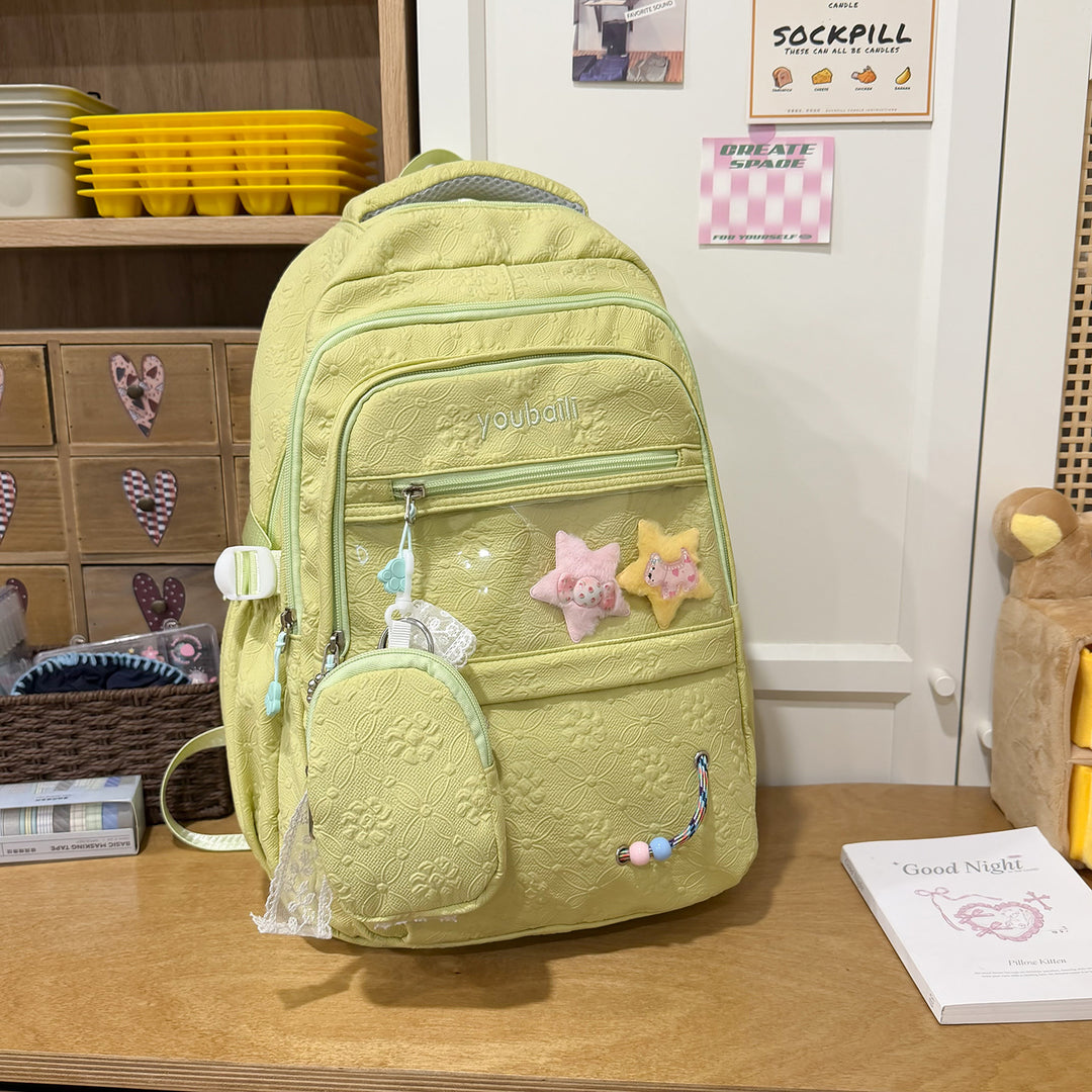 Decorative Floral-Embossed Backpack Kalsten