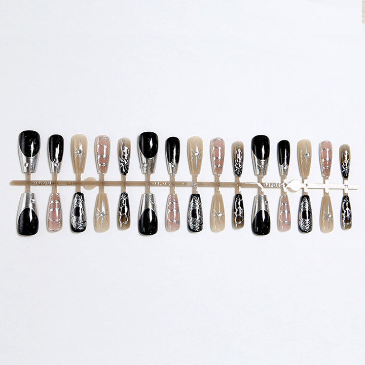 Artificial nail set with elegant glitter and design accents Kalsten