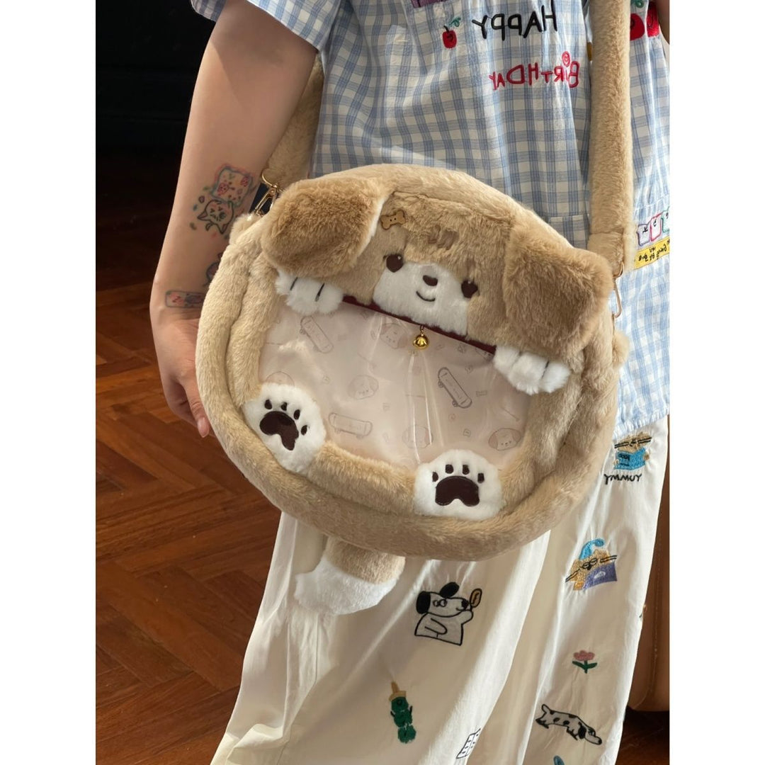 Plush Shoulder Bag with Dog Motif Kalsten