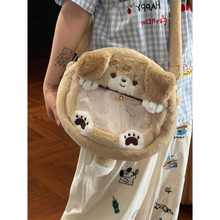 Plush Shoulder Bag with Dog Motif Kalsten