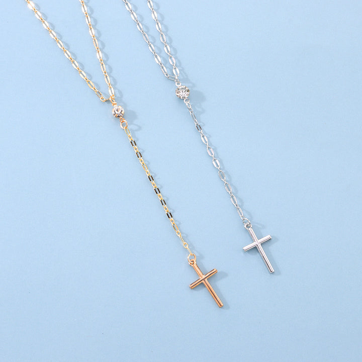 Dainty Cross Lariat Necklace Kalsten
