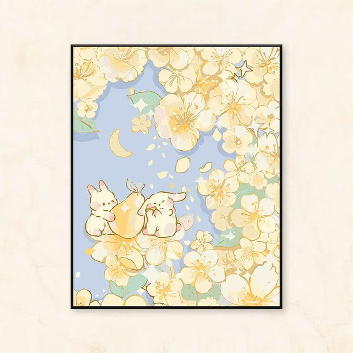 Whimsical Floral and Animal-Themed Canvas Art Print Kalsten