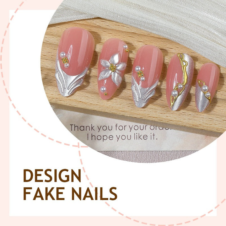 Creative Nail Art Set with Elegant Floral and Glittering Decorations Kalsten