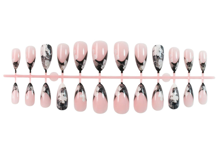 Artificial nail set with elegant tips and floral decorations Kalsten
