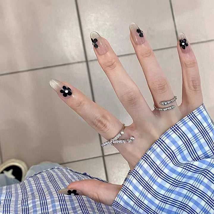 Artistic Press-On Nail Set with Cute Bow and Heart Designs Kalsten