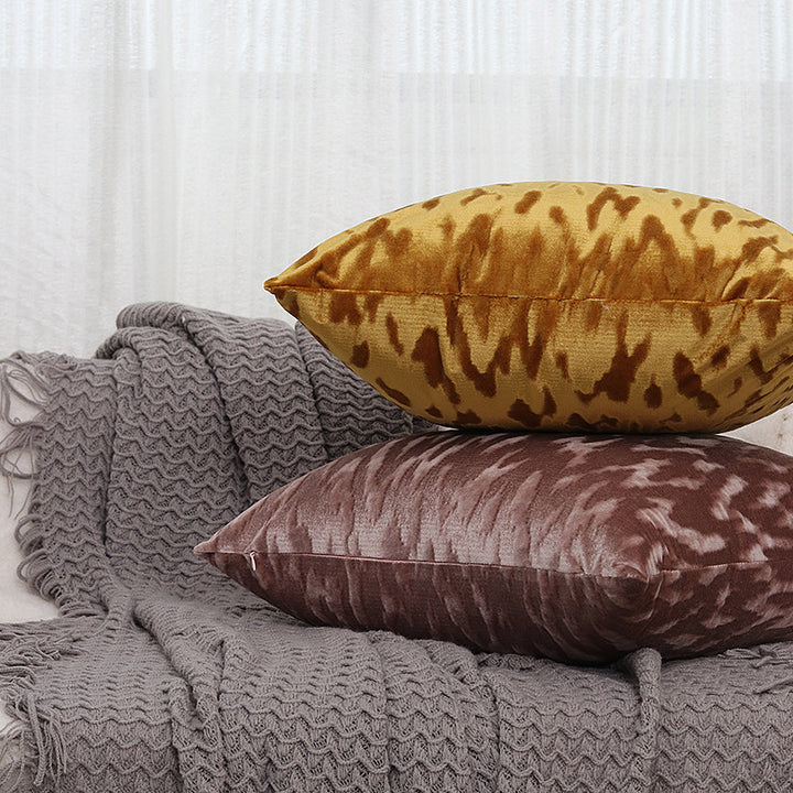 Plush Textured Velvet Square Throw Pillow Covers with Embossed Animal-Effect Jacquard