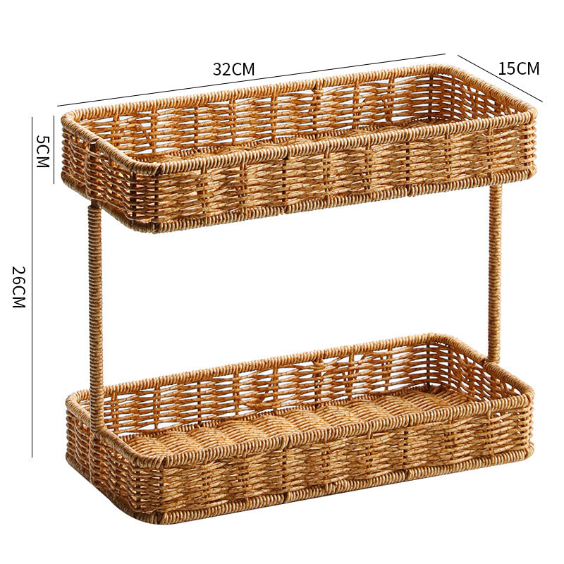 Multi-Tiered Wicker Storage Display Tray Kalsten