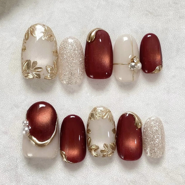 Acrylic nail set with elegant flower and glitter accents Kalsten