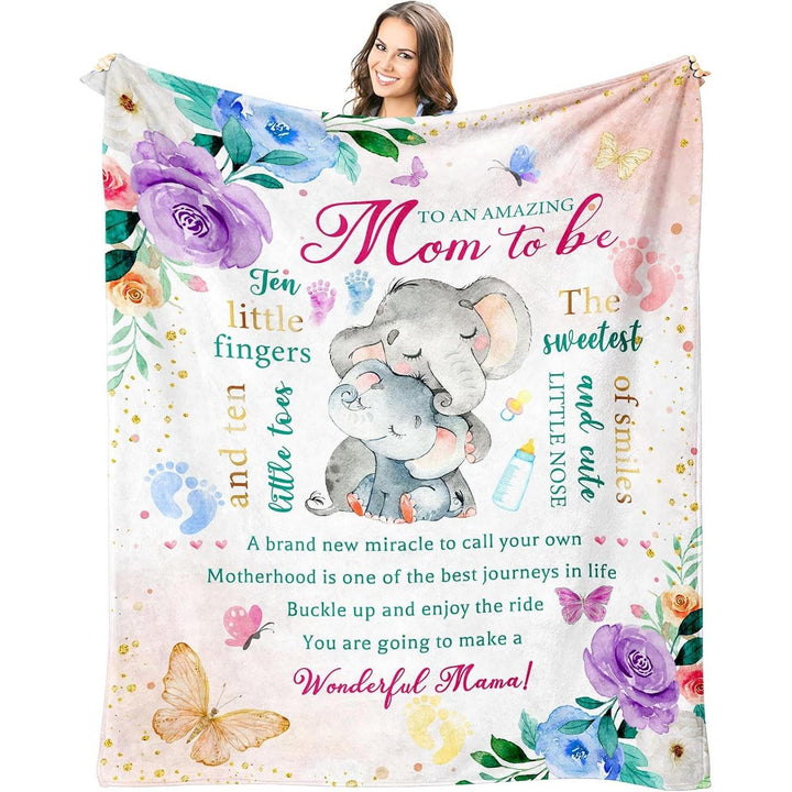 Maternity Keepsake Fleece Blanket With Sunflower And Elephant 'To My Mommy' Printed Message