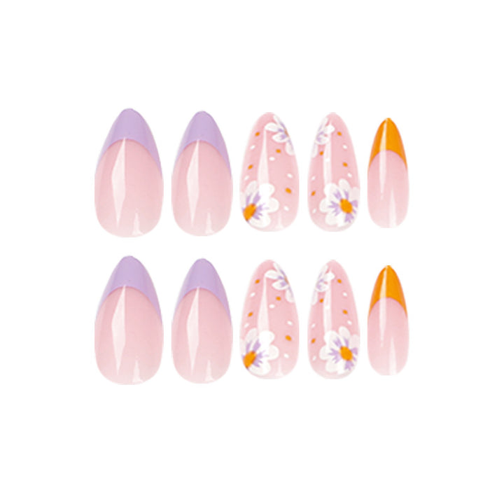 Artful nail art with floral accents and gradient colors Kalsten