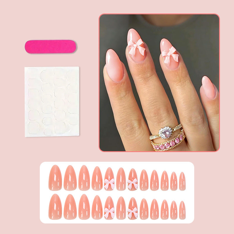 Artificial nail set with delicate bow embellishments Kalsten
