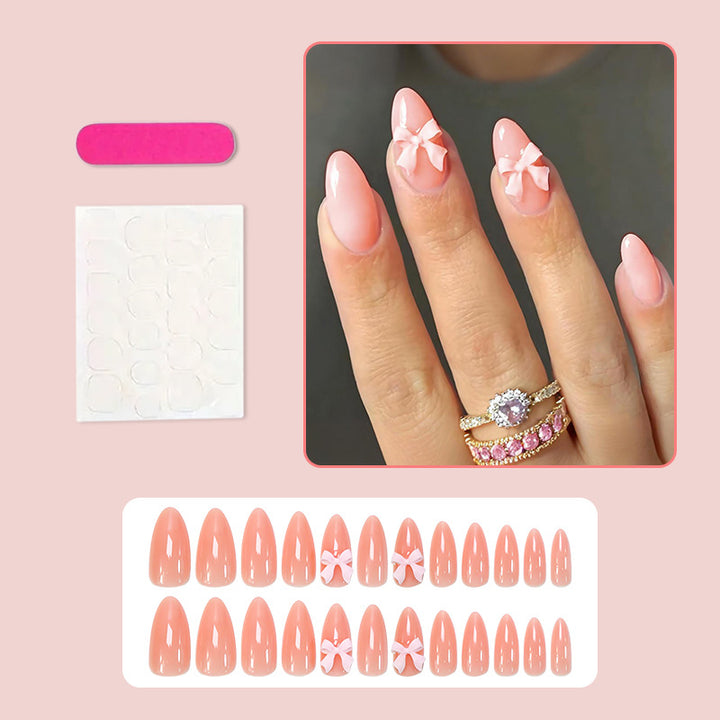 Artificial nail set with delicate bow embellishments Kalsten