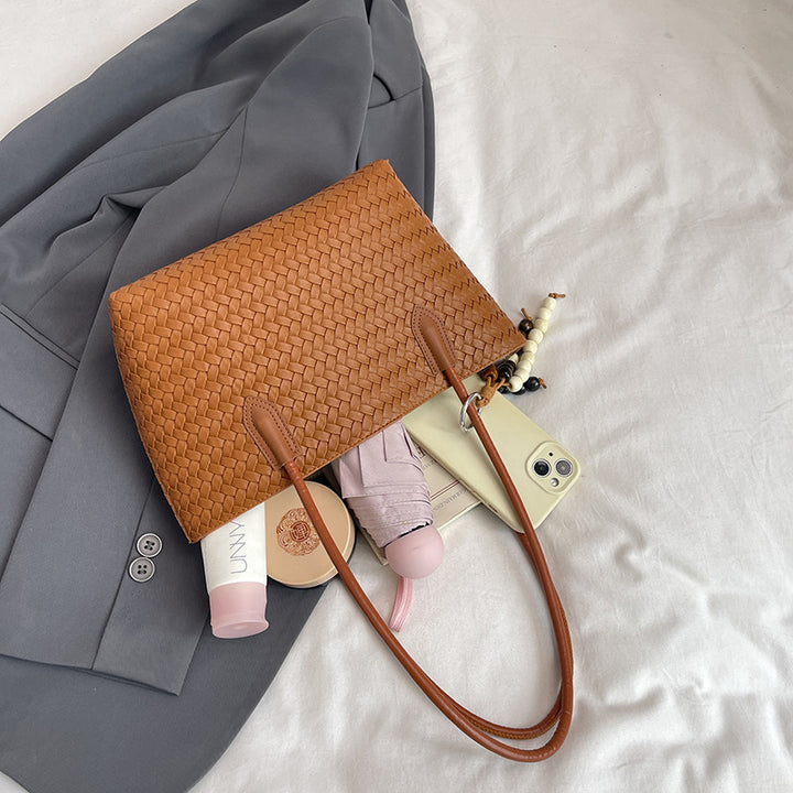 Textured Woven Shopping Tote
