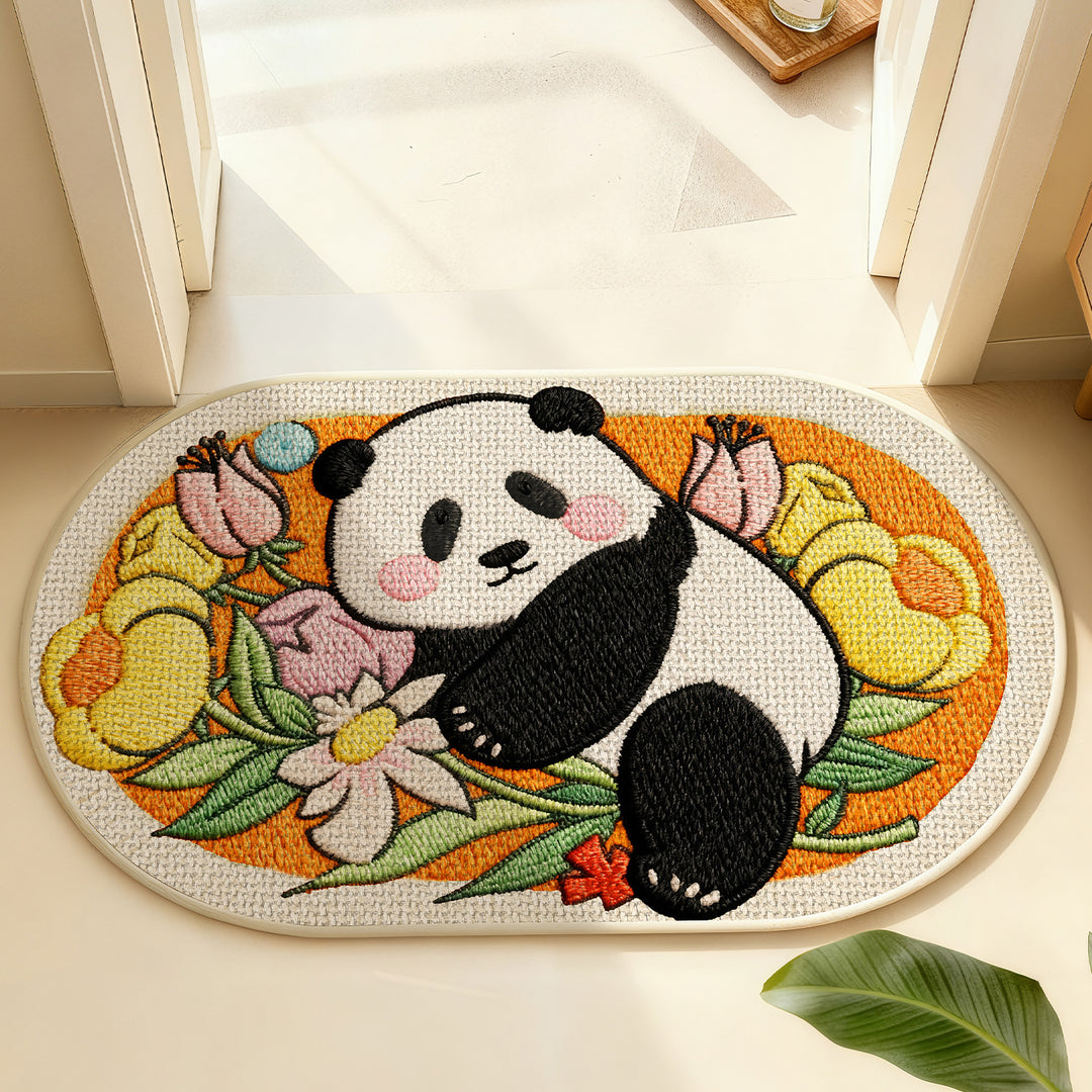 Cute Panda-Themed Indoor Decorative Mat