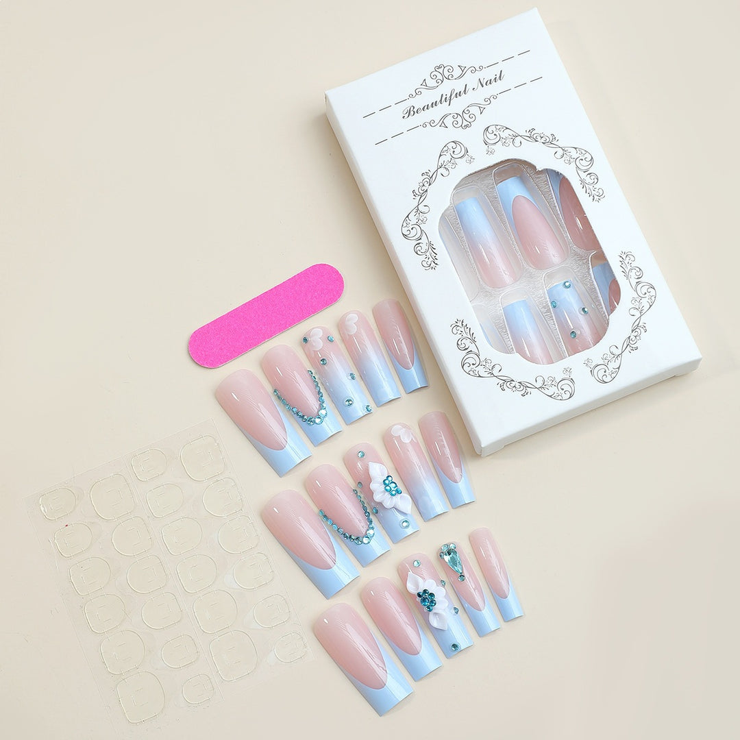 Artificial nail set with luxurious decorations and delicate ombre effect Kalsten