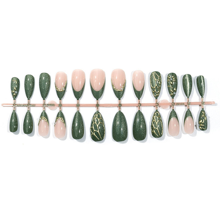 Elegant artificial nail set with intricate design and gold embellishments Kalsten