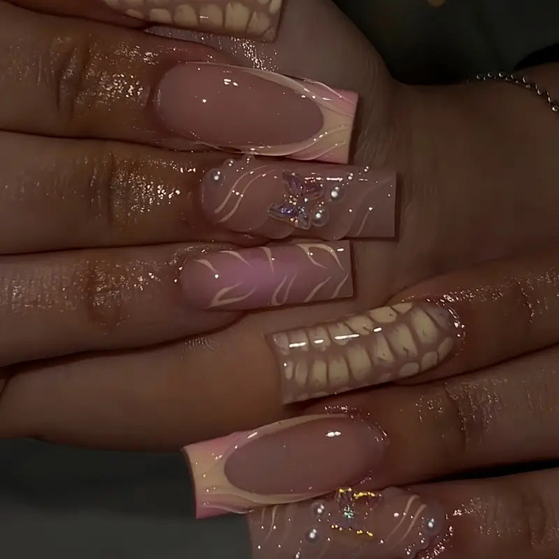 Premium Artistic Long-Length Press-On Nails Kalsten