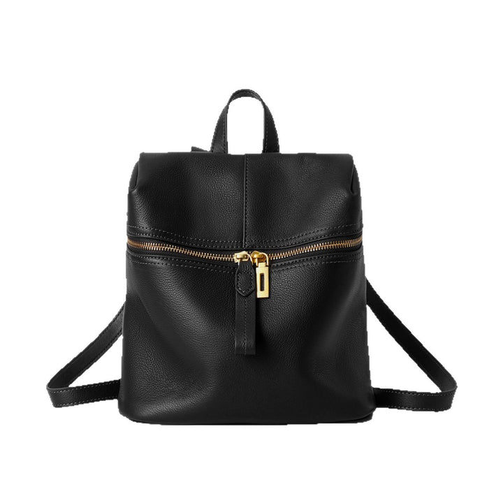 Small Structured Pebbled Leather Mini Backpack with Front Zip Pocket and Top Handle