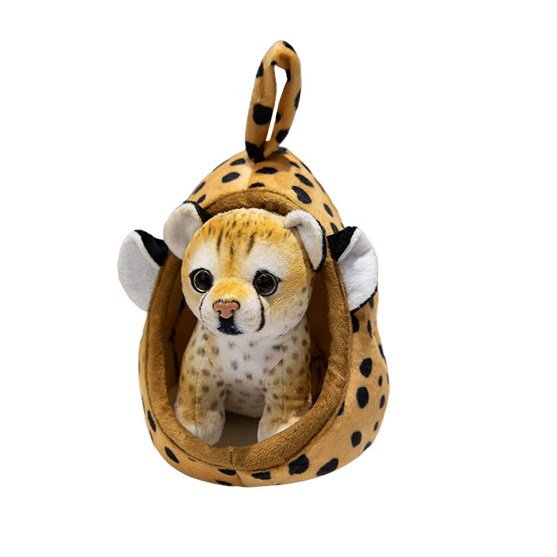 Plush Tiger Peekaboo Nest Comforter Toy with Hooded Pocket and Removable Cub Kalsten