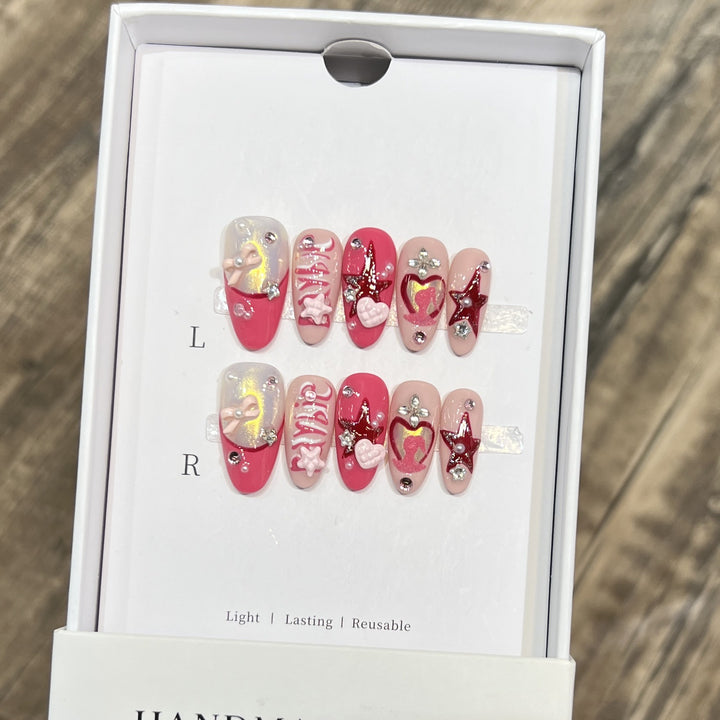 Themed Press-On Nail Art Set with Hello Kitty Designs Kalsten