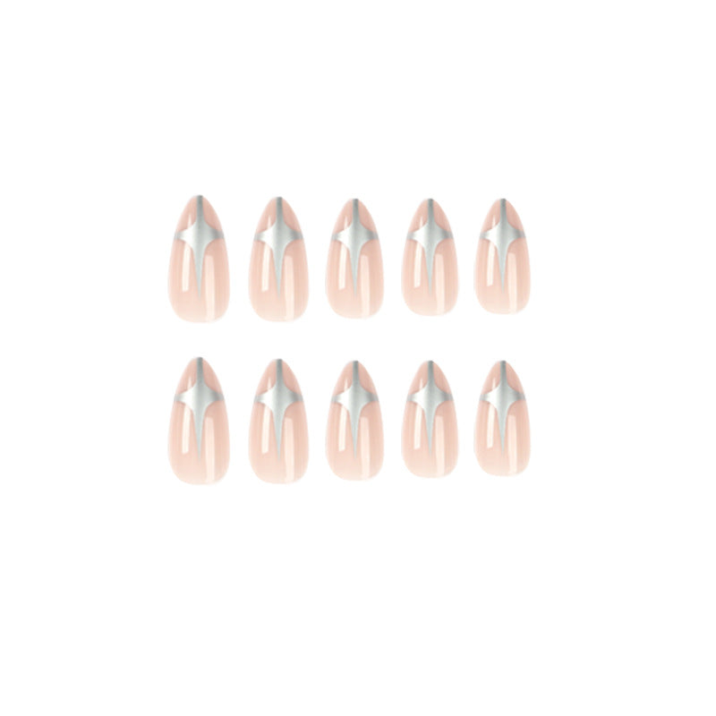 Artful Stiletto Nails with Silver Accents Kalsten
