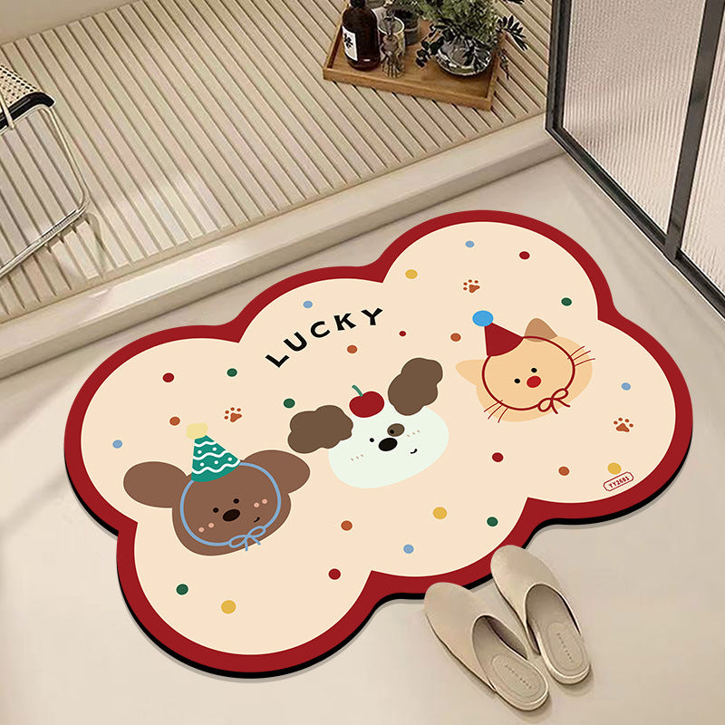 Cute Dog-Themed Plush Bath Mat