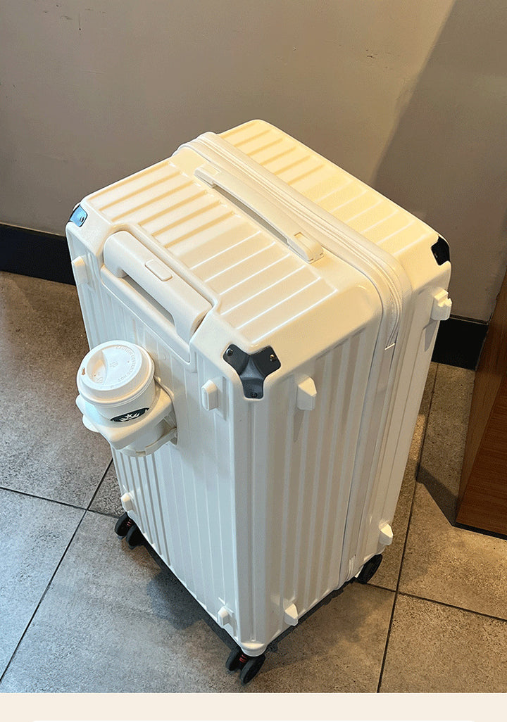 Unisex Multi-Functional Hard Shell Luggage with Beverage Holder Kalsten
