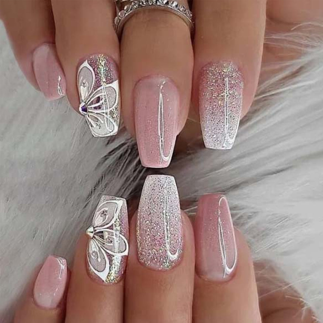 Ornate Butterfly-Inspired Acrylic Nail Extensions Kalsten