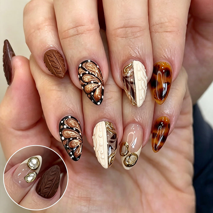 Artistic Gourmet Chocolate-Inspired Press-On Nail Art Set Kalsten
