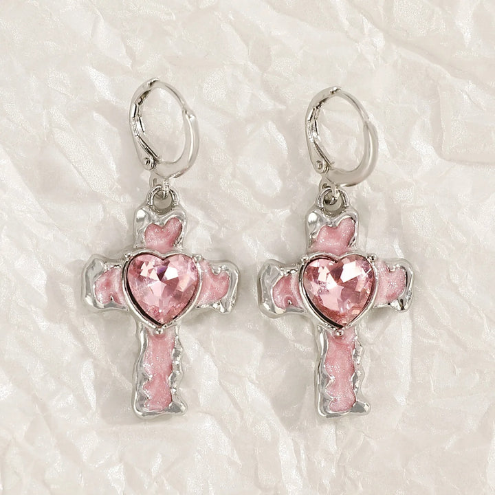 Heart-Inspired Cross Dangle Earrings Kalsten