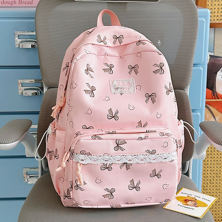 Feminine Bow-Patterned Casual Backpack Kalsten