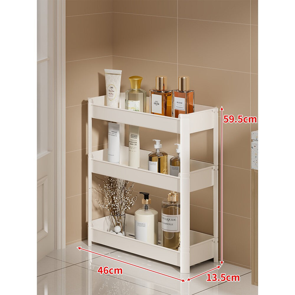 Slim Three-Tier Narrow Bathroom & Vanity Vertical Storage Shelf Organizer